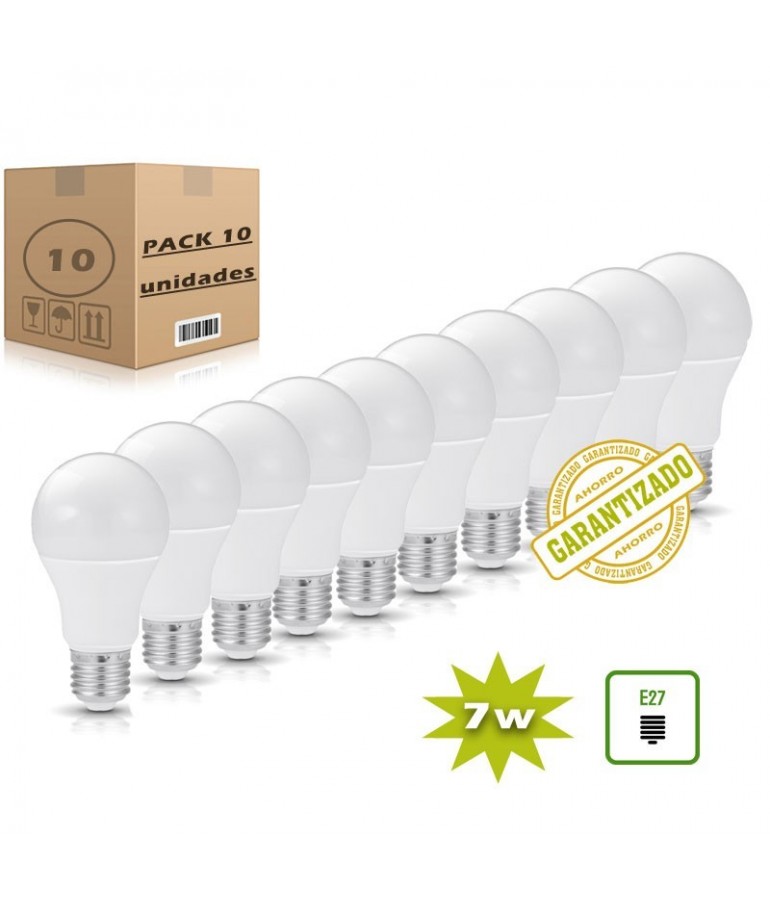 Pack 10 Bombillas LED A60 7W E27