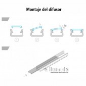 Montaje Difusor glaseado PERFIL ALUMINIO SUPERFICIE Basic
