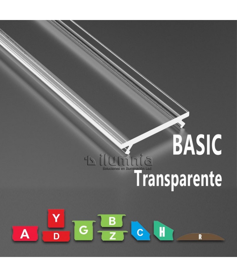 Difusor Transparente BASIC para Perfiles de aluminio