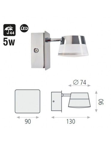 Aplique Baño pared Led 5W IP44 dimensiones