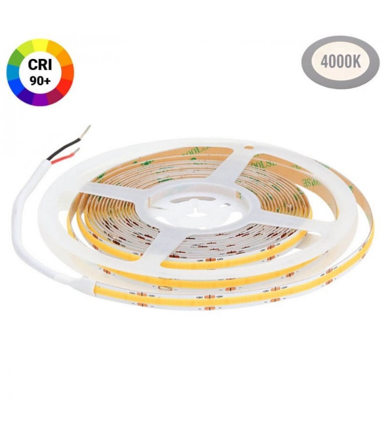 Tira de luz LED decorativa adhesiva COB de 1 m, 24 V y 8 mm de
