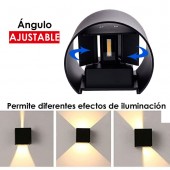 Aplique pared Led 6w Curvo Negro Doble cara ángulo ajustable