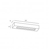 Aplique pared yeso rectangular modelo VELOCE dimensiones