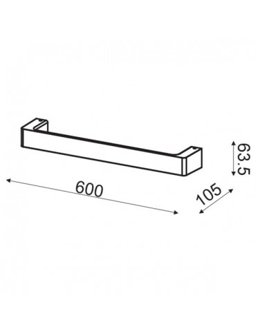Aplique Led pared Barra 12W 60cm dimensiones