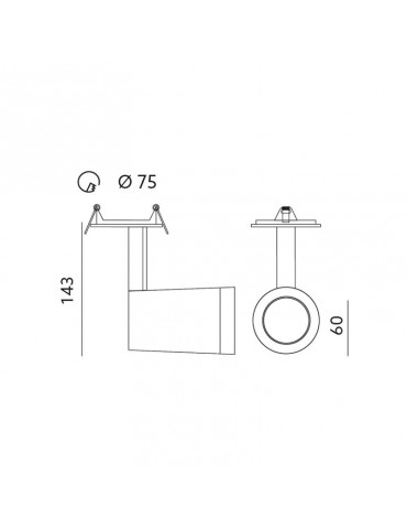 Aplique de techo GU10 Empotrable Negro NUUK dimensiones