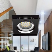 Aro de empotrar basculante cuadrado Cristal Negro decoración