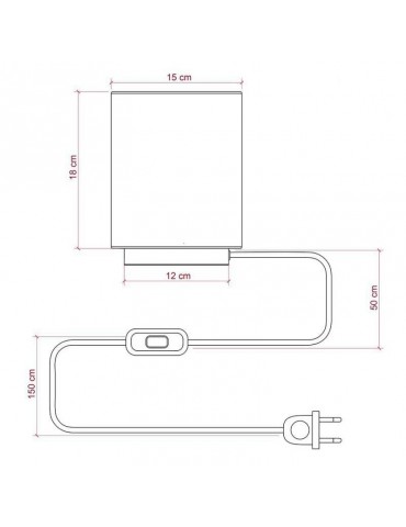 Lámpara de mesa Cilindro Posaluce Marrón dimensiones