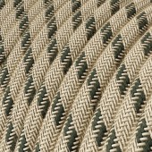 Lámpara de mesa Posaluce Cubetto madera cable textil antracita y natural