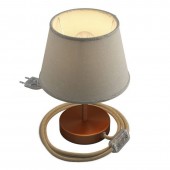 Lámpara de mesa Cilindro Alzaluce Cobre satinado - Yute claro 10cm