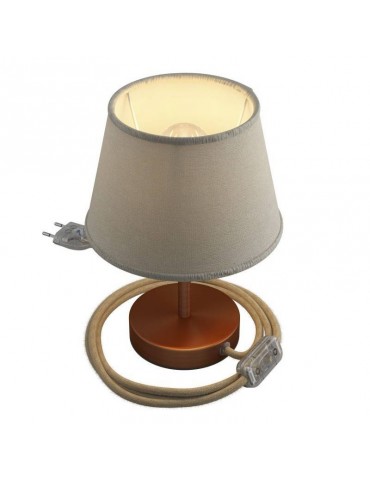 Lámpara de mesa Cilindro Alzaluce Cobre satinado - Yute claro 10cm