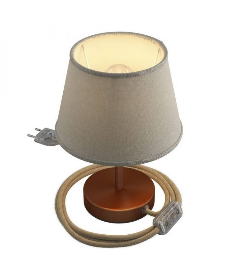Lámpara de mesa Cilindro Alzaluce Cobre satinado - Yute claro 10cm