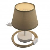 Lámpara de mesa Cilindro Alzaluce Blanco mate - Yute natural 10cm