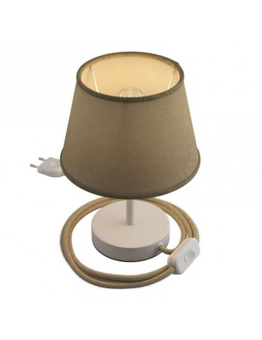 Lámpara de mesa Cilindro Alzaluce Blanco mate - Yute natural 10cm