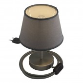 Lámpara de mesa Cilindro Alzaluce Titanio satinado - Yute gris 10cm