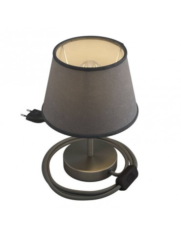 Lámpara de mesa Cilindro Alzaluce Titanio satinado - Yute gris 10cm