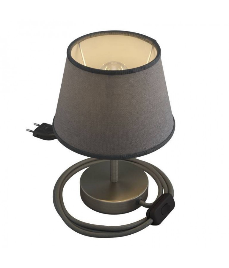 Lámpara de mesa Cilindro Alzaluce Titanio satinado - Yute gris 10cm