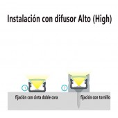 Difusor Alto perfil de aluminio  instalación