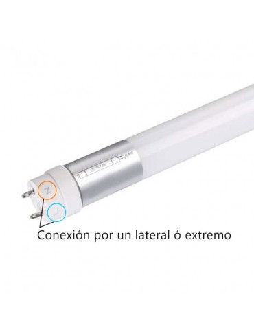 Tubo LED T8 120cm 18W Cristal 360° Luz natural conexión 1 lateral