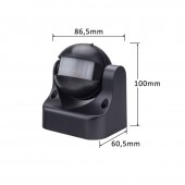 Sensor Led PIR Exterior Orientable IP44 Negro dimensiones