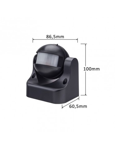 Sensor Led PIR Exterior Orientable IP44 Negro dimensiones