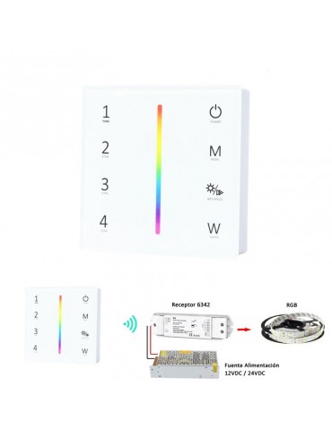 Controlador pared superficie 2.4G RF Tiras led RGB 12/24V DC - 2