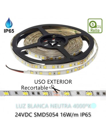 Tira Led 24VDC 16W IP65 120° SMD5054 80W - 5
