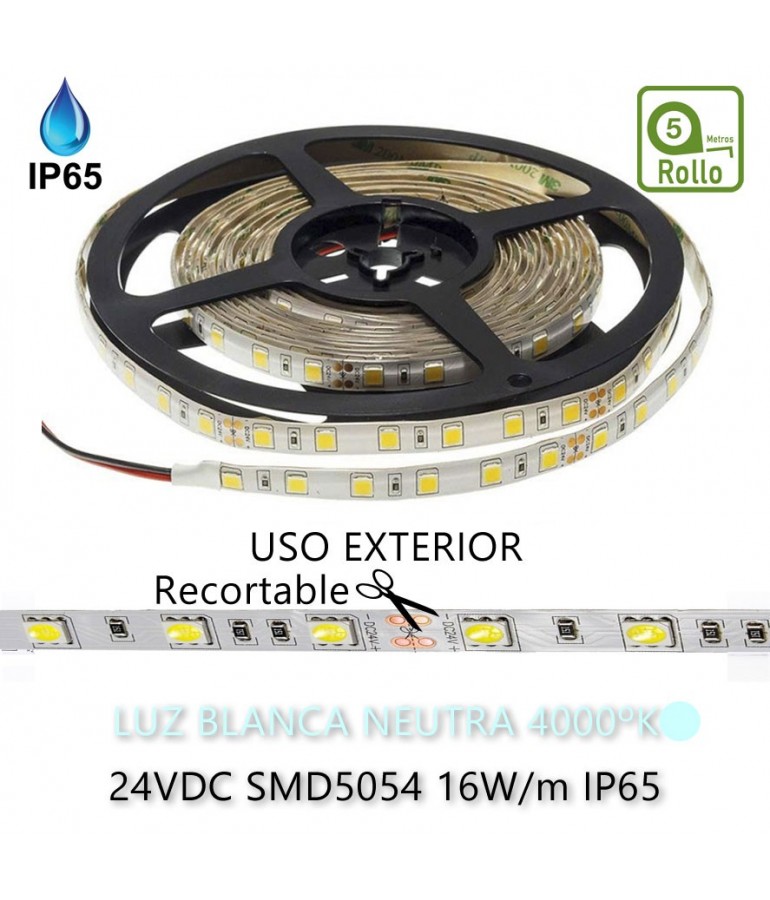 Tira Led 24VDC 16W IP65 120° SMD5054 80W - 5
