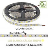 Tira Led 24VDC 14,4W/M IP20 120° Luz Blanca SMD5050 - 9
