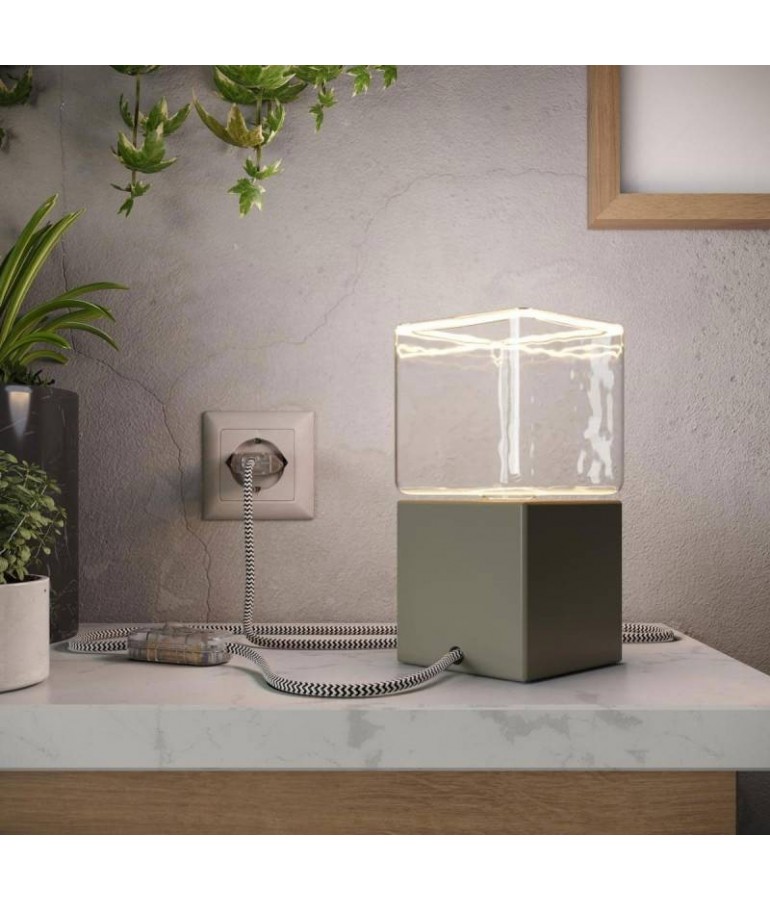 Lámpara de mesa Posaluce Cubetto Color gris