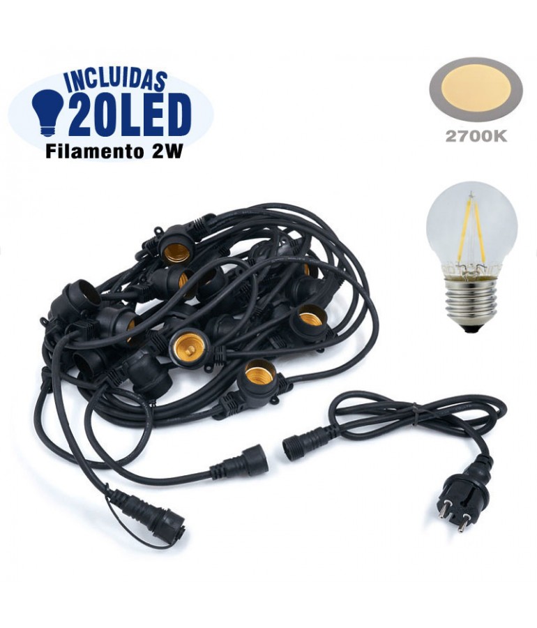 Guirnalda led 20 metros 20 E27 20LED 2W Incluidas - 1