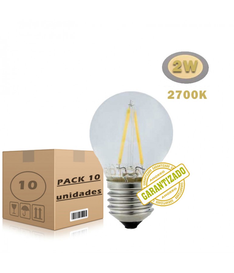 PACK 10 LED 2W VINTAGE filamento G45 E27 - 1