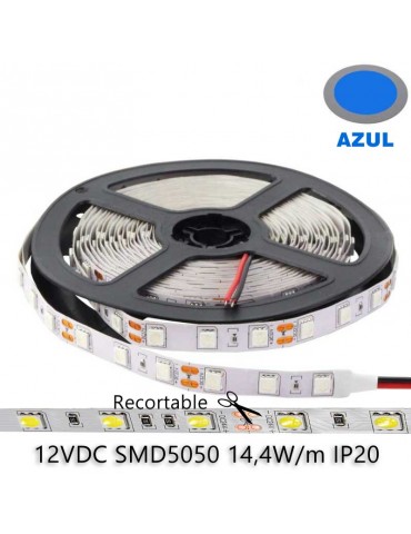 Tira Led SMD5050 12VDC 14,4W/m IP20 120° Azul - 1