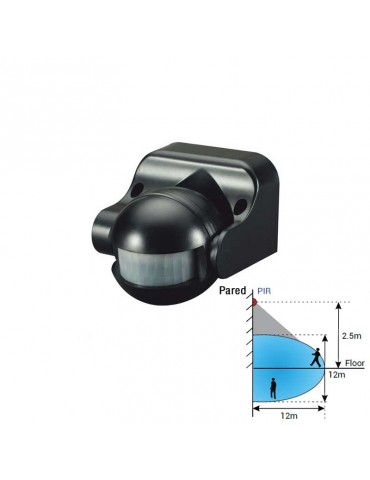 Sensor Led PIR Exterior Orientable IP44 Negro - 1