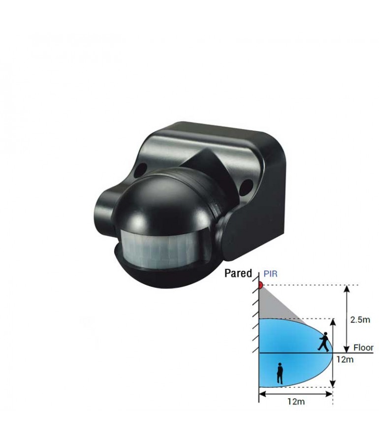 Sensor Led PIR Exterior Orientable IP44 Negro - 1