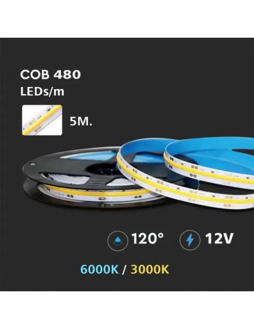 Tira Led COB 12VDC 10W/m 480Leds/m IP20  5m - 2