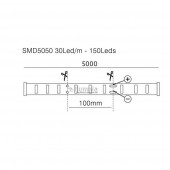 Tira Led 12VDC 7,2W/M IP65 120° Luz Blanca SMD5050 - 4