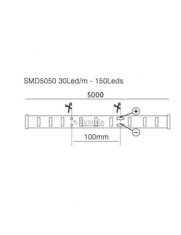 Tira Led 12VDC 7,2W/M IP65 120° Luz Blanca SMD5050 - 4