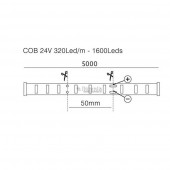 Tira Led COB 24VDC Luz Neutra 10W/m IP20 corte