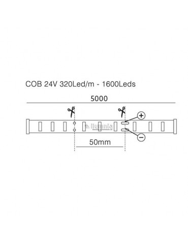 Tira Led COB 24VDC Luz Neutra 10W/m IP20 corte
