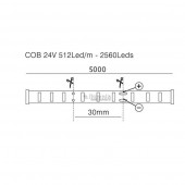 Tira Led COB 24VDC Luz Neutra 12W/m IP20 corte