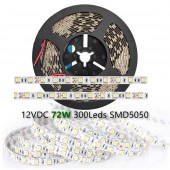 Tira Led 12V 72W 300Led 14,4/m 5M SMD5050 - 1