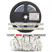 Tira Led 12V 80W 300Led 16W/m 5M SMD5630 - 1