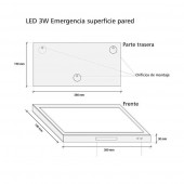 Luminaria LED EMERGENCIA Superficie Pared - dimensiones
