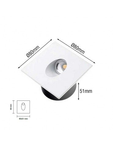 Aplique LED 3W Escalera Pared Cuadrado - 3