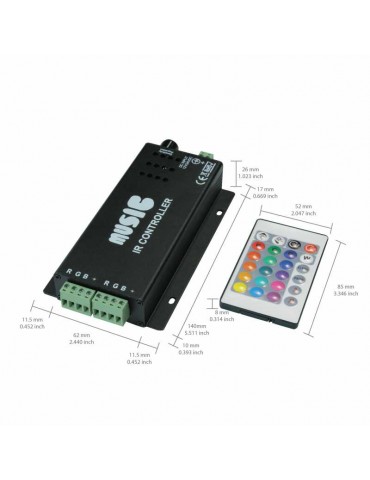 Controlador Música LED RGB 12/24V 12A - 3