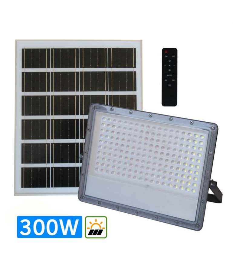 Foco Solar LED 300W Mando Panel Solar IP66 - 1