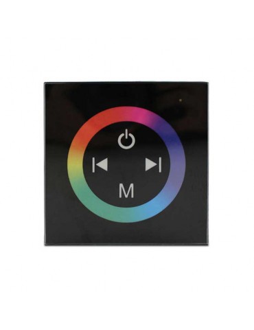 Controlador Pared RGB Dimmer Negro Táctil empotrar 12-24v - 2