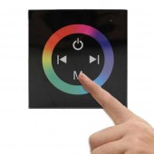 Controlador Pared RGB Dimmer Negro Táctil empotrar 12-24v - 2