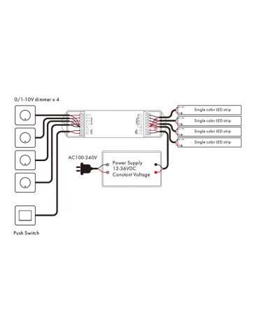 Driver LED Dimmer Regulador 0 a 10V 4 Canales PUSH DIM - 4
