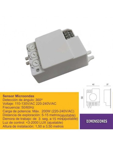 Sensor movimiento microondas ajustable - 2